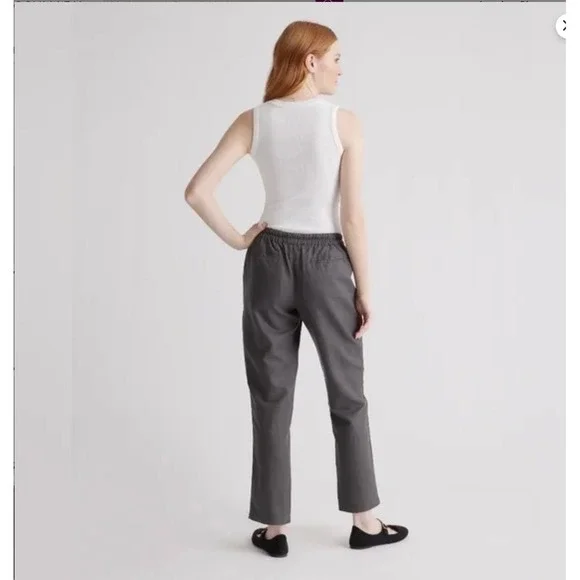 Quince Cotton Linen Twill Straight Leg Pant Charcoal Women's S Ankle Relaxed Fit - Picture 2 of 8